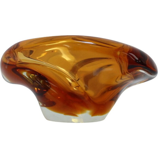 Bol en verre Bohemian vintage Art par Josef Hospodka, 1960s