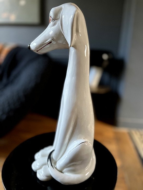 Image 1 of Magnifique Chien En Porcelaine Émaillée