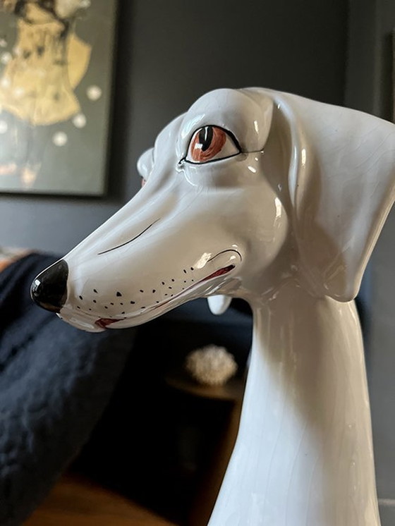 Image 1 of Magnifique Chien En Porcelaine Émaillée