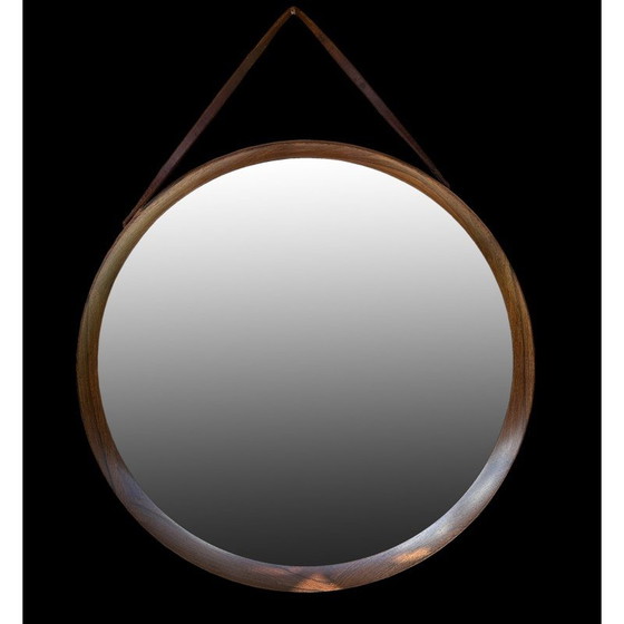 Image 1 of Miroir mural circulaire vintage Luxus Santos en bois de rose par Uno et Osten Kristiansson
