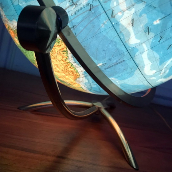 Image 1 of Grand Globe Terrestre Vintage • Verre • Laiton • Columbia Duo • Space Age • 1960