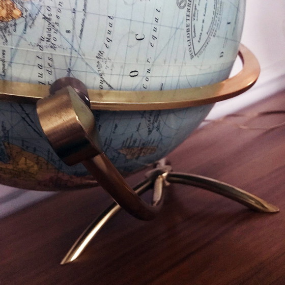 Image 1 of Grand Globe Terrestre Vintage • Verre • Laiton • Columbia Duo • Space Age • 1960