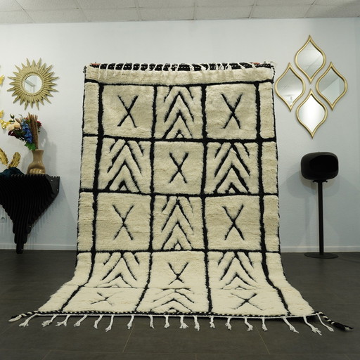 Tapis berbère - 257 Cm X 160 Cm - Laine blanche et noire