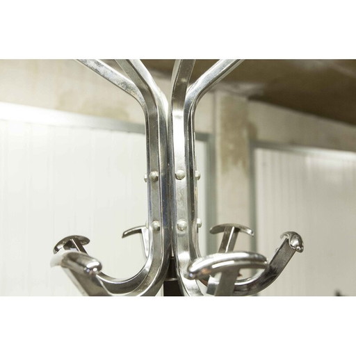 Porte-manteau perroquet industriel du milieu du siècle, chrome et noir, 1960.