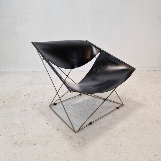 Image 1 of Ensemble de 3 chaises v vintage Papillon F675 en acier tubulaire et cuir par Pierre Paulin pour Artifort, Pays-Bas 1960
