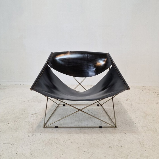Image 1 of Ensemble de 3 chaises v vintage Papillon F675 en acier tubulaire et cuir par Pierre Paulin pour Artifort, Pays-Bas 1960