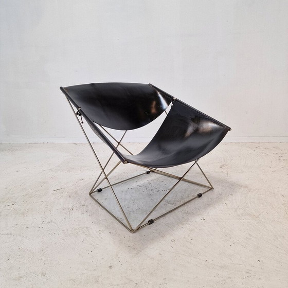 Image 1 of Ensemble de 3 chaises v vintage Papillon F675 en acier tubulaire et cuir par Pierre Paulin pour Artifort, Pays-Bas 1960