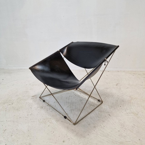 Image 1 of Ensemble de 3 chaises v vintage Papillon F675 en acier tubulaire et cuir par Pierre Paulin pour Artifort, Pays-Bas 1960