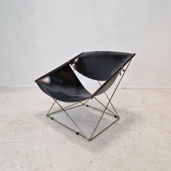 Image 1 of Ensemble de 3 chaises v vintage Papillon F675 en acier tubulaire et cuir par Pierre Paulin pour Artifort, Pays-Bas 1960