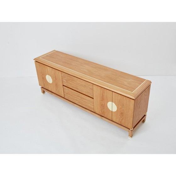 Image 1 of Buffet vintage en chêne cérusé et laiton par Tommaso Barbi, Italie 1970