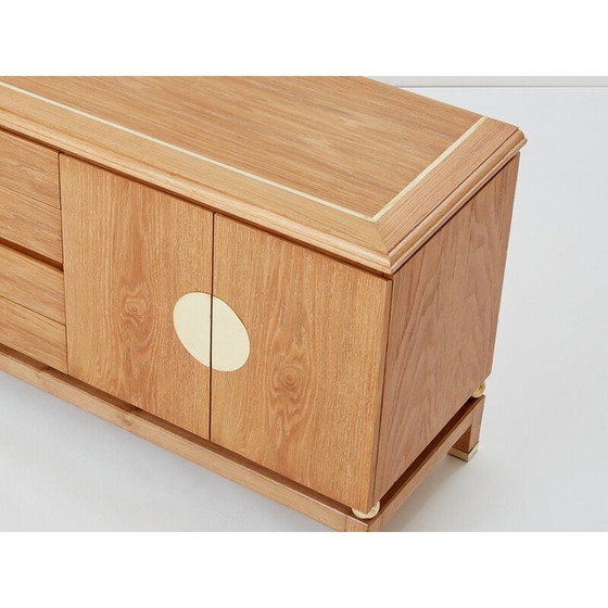 Image 1 of Buffet vintage en chêne cérusé et laiton par Tommaso Barbi, Italie 1970