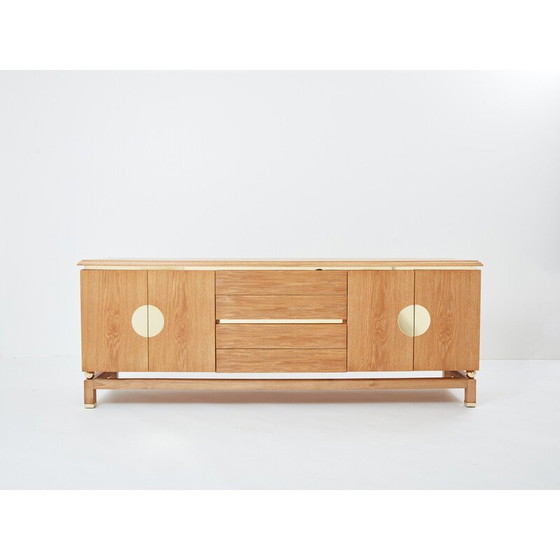 Image 1 of Buffet vintage en chêne cérusé et laiton par Tommaso Barbi, Italie 1970