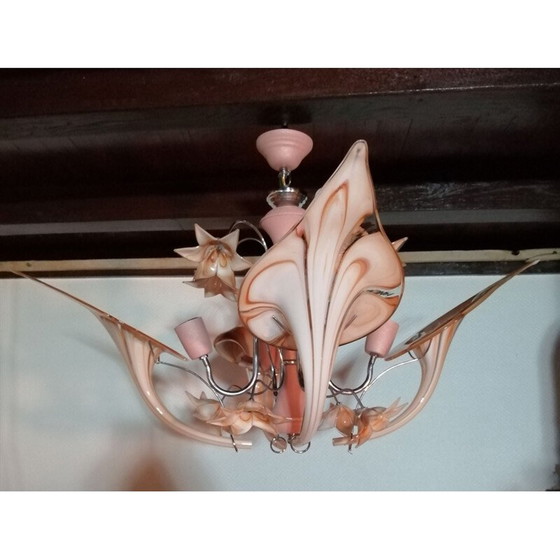 Image 1 of Lustre vintage en verre de Murano avec iris et fleurs de calla
