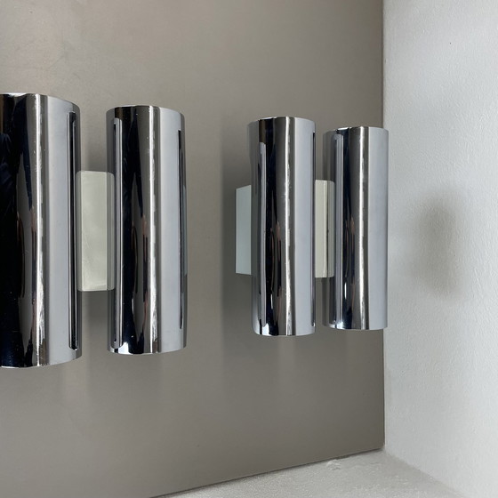 Image 1 of Lot de 2 appliques modernistes Xxl 30Cm Atomic Space Age Chromed, Allemagne 1970S