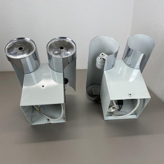 Image 1 of Lot de 2 appliques modernistes Xxl 30Cm Atomic Space Age Chromed, Allemagne 1970S
