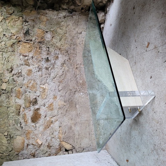 Image 1 of Table basse vintage en verre et marbre, Italie 1990