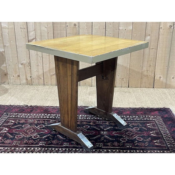Image 1 of Table de bistrot vintage en chêne et plateau en formica, 1950