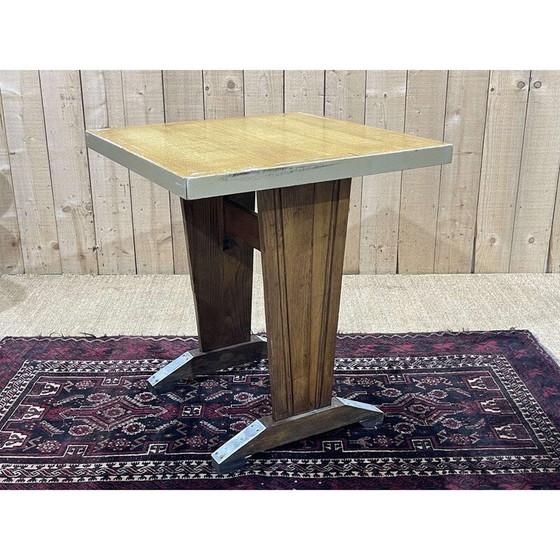 Image 1 of Table de bistrot vintage en chêne et plateau en formica, 1950