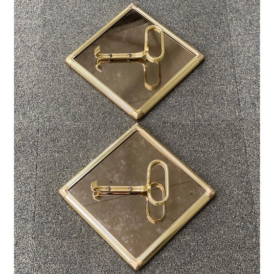 Image 1 of Paire de porte-manteaux vintage en verre fumé carré par H. Baller, Autriche 1970
