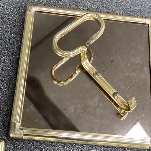 Paire de porte-manteaux vintage en verre fumé carré par H. Baller, Autriche 1970