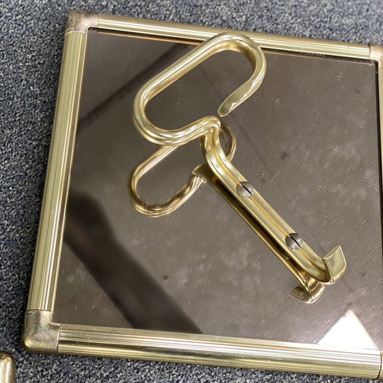 Image 1 of Paire de porte-manteaux vintage en verre fumé carré par H. Baller, Autriche 1970