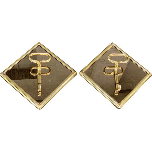 Paire de porte-manteaux vintage en verre fumé carré par H. Baller, Autriche 1970