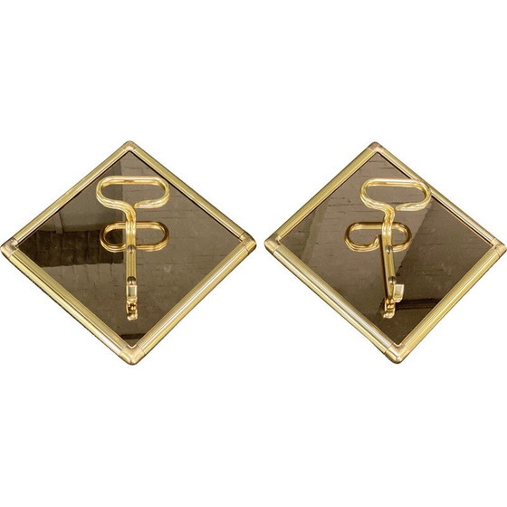 Image 1 of Paire de porte-manteaux vintage en verre fumé carré par H. Baller, Autriche 1970