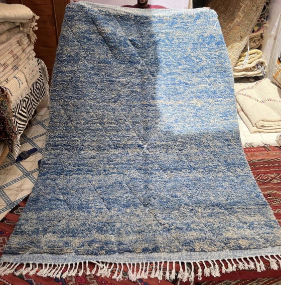 Image 1 of Tapis berbère Beni Ourain Bleu 3/2M Nouveau