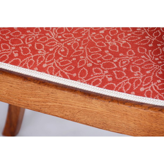 Image 1 of Tabouret vintage Art Déco en chêne massif, Tchécoslovaquie 1930