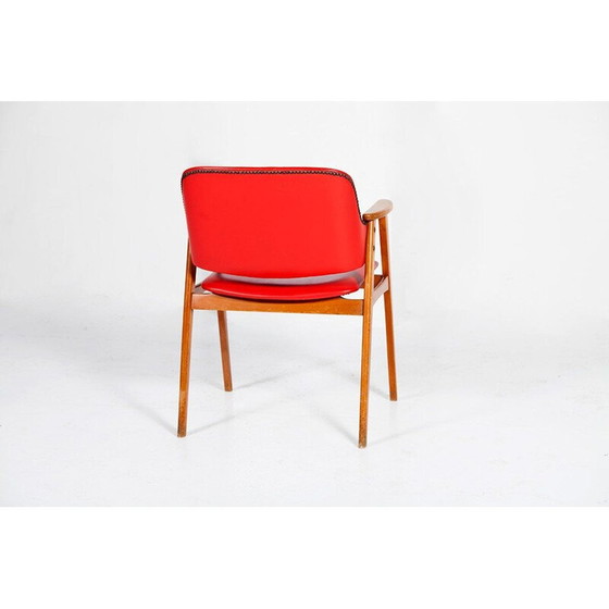 Image 1 of Ensemble vintage de 4 chaises de salle à manger rouges par Cees Braakman pour Pastoe, années 1950