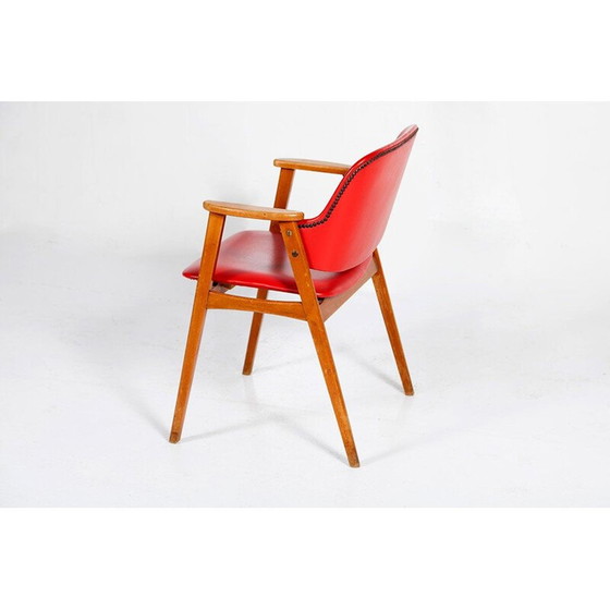 Image 1 of Ensemble vintage de 4 chaises de salle à manger rouges par Cees Braakman pour Pastoe, années 1950