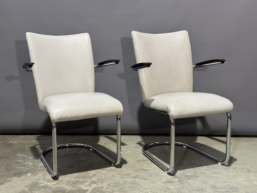 2X chaises à cadre tubulaire De Wit 7018