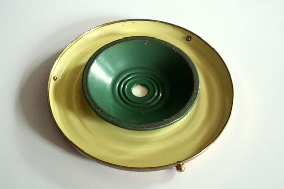 Image 1 of 1950S Plat à tarte pivotant avec monture en cuivre Rond sur pied