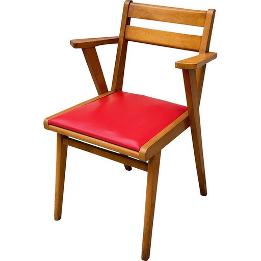 Fauteuil de bureau vintage avec pieds en forme de compas, 1950