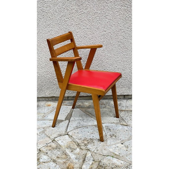 Image 1 of Fauteuil de bureau vintage avec pieds en forme de compas, 1950