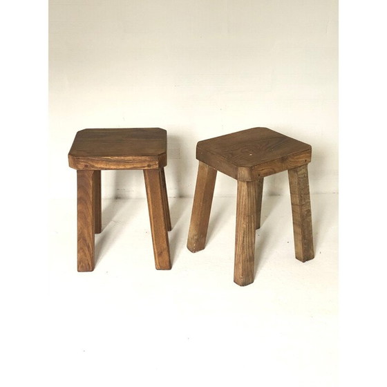 Image 1 of Ensemble de 4 tabourets vintage brutaliste 1950s