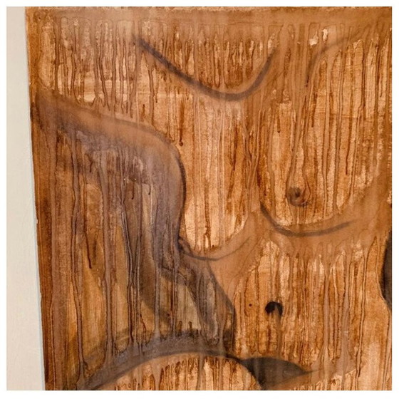 Image 1 of Peinture vintage sur carton représentant une partie du corps d'une femme nue