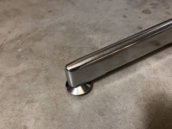 Image 1 of Table de salle à manger vintage en chêne massif chromé