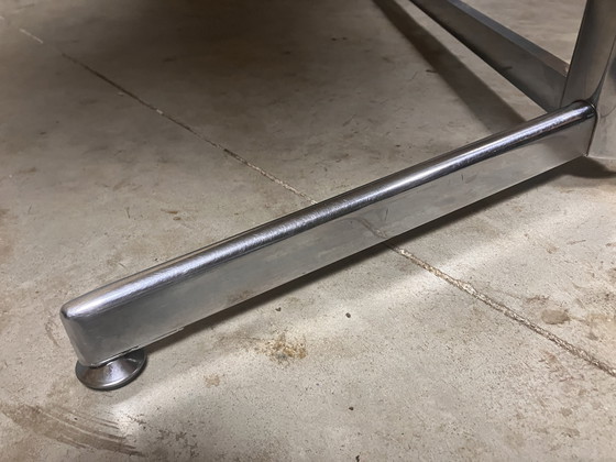 Image 1 of Table de salle à manger vintage en chêne massif chromé