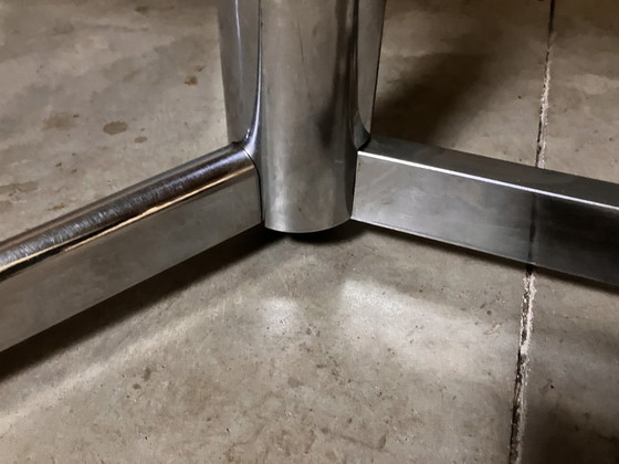 Image 1 of Table de salle à manger vintage en chêne massif chromé