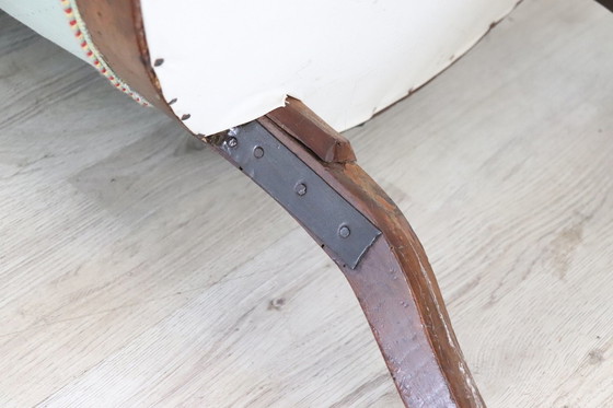 Image 1 of Fauteuil ancien en bois tapissé, 19ème siècle