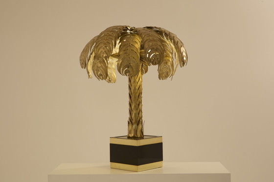Image 1 of Christian Techoueyres pour Maison Jansen Lampe palmier en laiton 1970