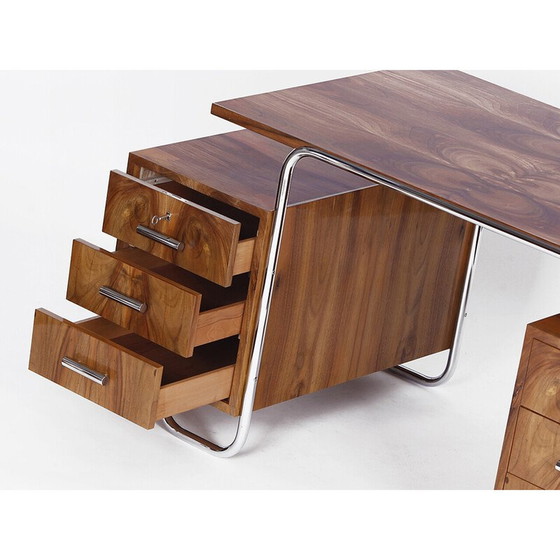 Image 1 of Bureau vintage avec chaise en acier tubulaire par Gottwald et Slezak, années 1930