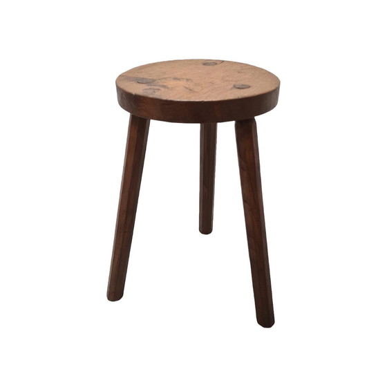 Image 1 of Tabouret tripode en chêne français des années 1970