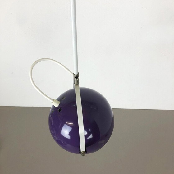 Image 1 of Lampe suspendue réglable Pop Art Panton avec tache violette Allemagne 1970
