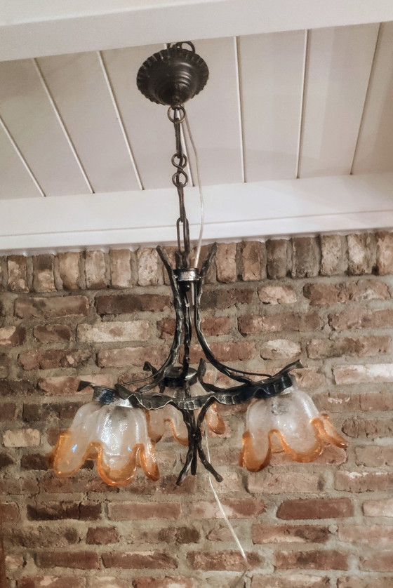 Lampe brutaliste de Murano – Suspensions, Murano Glass, Iron