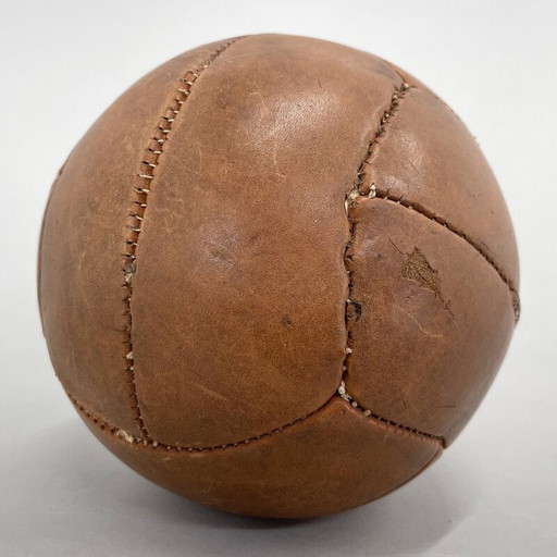 Ballon de médecine vintage en cuir brun, Tchécoslovaquie 1930