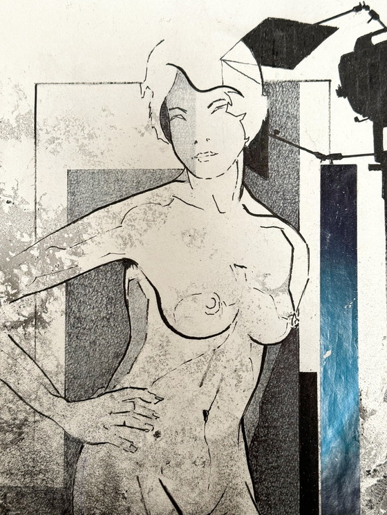 Image 1 of Eugene Eechaut (1928-2019) - Composition à l'encre avec une femme. 1977