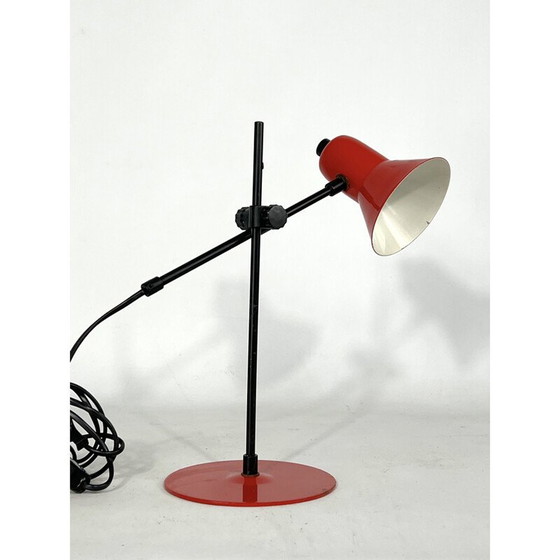 Image 1 of Lampe de table vintage rouge par Veneta Lumi, Italie 1970