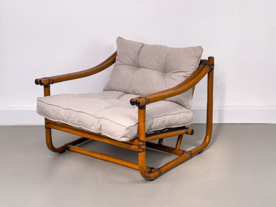 Image 1 of Fauteuil lounge vintage en bambou